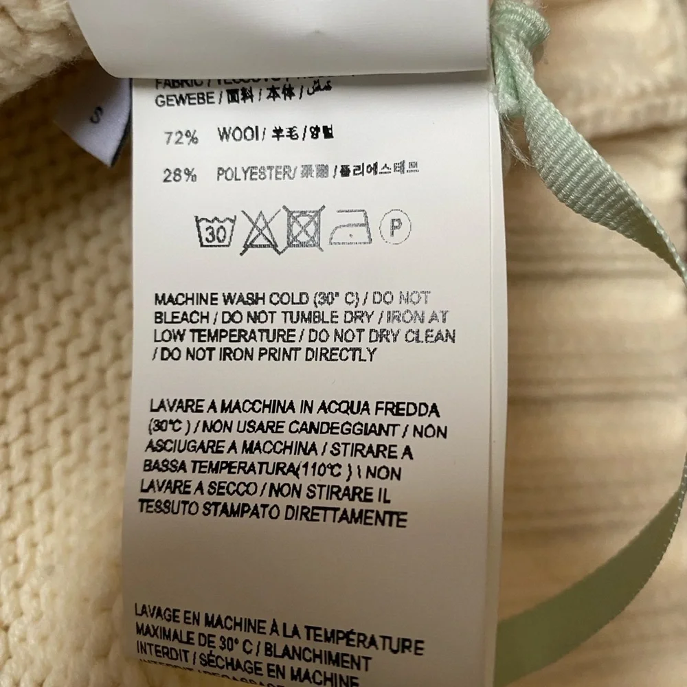 Off-White c/o Virgil Abloh Cream Knit Sweater Sz Small Logo Cuff 2013 Authentic - Picture 10 of 14